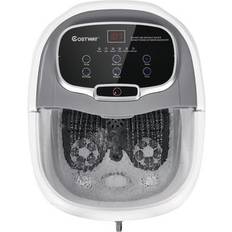 Costway Portable All-In-One Heated Foot Bubble Spa Bath Motorized Massager-Gray