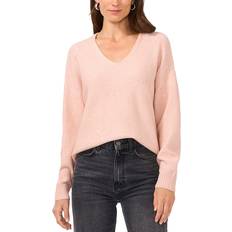 Vince Camuto Sequin Detail V Neck Sweater - Peachy Cream