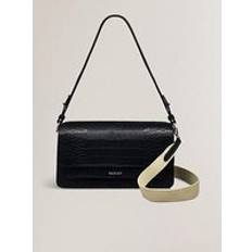 Radley Handbags Radley Leather Lane Faux Croc Medium Flapover Shoulder Black, Black, Women