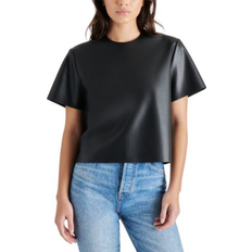 Femme - Polyuréthane Chemisiers Steve Madden Women's Ezra Faux-Leather Top Black