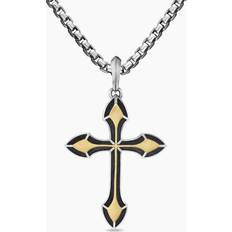 David Yurman Gold Charms & Pendants David Yurman Men's Gothic Cross Amulet Pendant in Silver with 18K Gold, 27.5mm TWO TONE