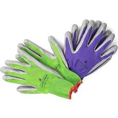 Purple Work Gloves Wildflower tools gardening gloves for women and men nitrile coating Multicolored Pack of 2