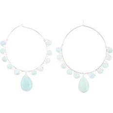 Amazonite Earrings Blue Amazonite and Sterling Silver Beaded Hoop Earrings