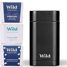Wild Deodorants Wild mens natural refillable deodorant starter kit black case fresh