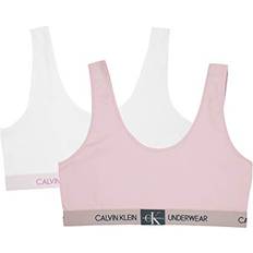 Calvin Klein Girls Underwear Calvin Klein DropAir, Kids 2-Pack Monogram Bralette Little Kids/Big Kids White/Crystal Pink