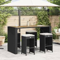VidaXL Rattan Outdoor Bar Stools vidaXL Garden Bar Stools with Cushions 4 pcs Black Poly Rattan
