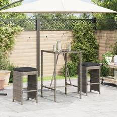 vidaXL Tuinbarkrukken Met Kussens 2 St Poly Rattan Grijs