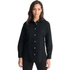 Jessica London Shirts Jessica London Plus Women's Stretch Poplin Shirt in Black Pearl Size W Button Down Blouse