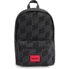 HUGO Kids' canvas backpack with stacked-logo print