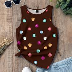 Florals Tank Tops Shein Women Summer Casual Sleeveless Round Neck Chrysanthemum Floral Print Tank Top