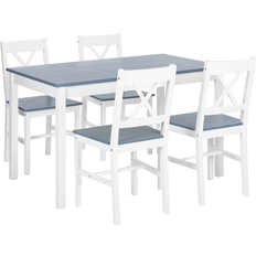 Beliani Tavoli da pranzo Beliani Set In Legno Bianco e Grigio 4 Posti 120 x 75 cm Moana Tavolo da pranzo