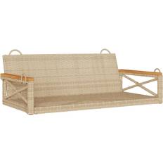 Barato Columpios de Porche con Toldo vidaXL Banco Columpio De Ratán Sintético Beige 109x62x40 cm