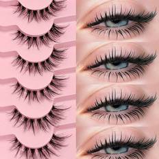 Shein Asiteo Pairs False Eyelashes Transparent Stem Natural Lashes Wispy Cat Eye Lashes Extension Strip Eyelashes