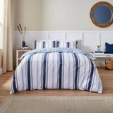 Dunelm Cool Touch Fletcher Navy Blue/White Duvet Cover White, Blue (230x220cm)