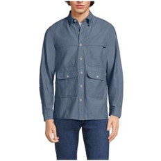 Lands' End Men Shirts Lands' End Men's Long Sleeve Textured Twill Utility Shirt Rain cloud