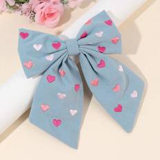 Hair Products Shein pc Toddlers Girls Hair Bow Clips Sweet Pink Love Embroidery Print Hairpins