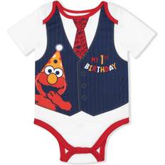 Children's Clothing Sesame Street Boys Elmo or Cookie Monster First Birthday Bodysuit Creeper for Infants White