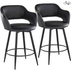 Lumisource Margarite Black Seating Stool 38.2" 2pcs