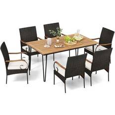 Costway 7 Pieces Umbrella Patio Dining Set