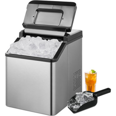 Ice Makers MoNiBloom Self Cleaning Scoop Handle Countertop Cube Shape Ice Maker Machine 33lbs/24hrs 15.5 H x 11.5 W x 14.5 D in gray/white Wayfair Silver/White 15.5" H X 11.5" W X 14.5" D