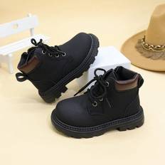 Shein New Kids Ankle Boots Toddler Little Children Flat Shoes Leather Motorcycle Boots Boots For Boys And Girls FallWinter