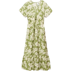 Mango Printed Cut Out Detail Dress - Green