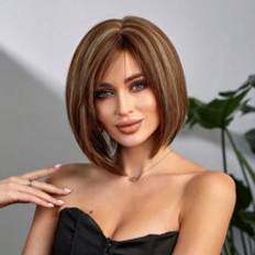 Hårprodukter Shein With Gold Highlights Bob Wig 14inch Cute Wig