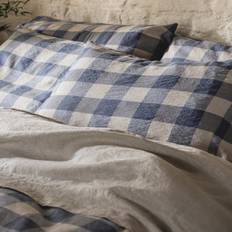 Linen Pillow Cases Piglet Emsworth Check Kissenbezug Blau