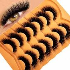 Makeup Shein 7pairs Cat-Eye Style Fluffy False Eyelashes, Natural Soft Thick 9d Faux Mink Lashes, Reusable Segmented Fake Eyelashes, Enhance Eye Makeup