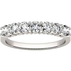 Moissanites Jewelry Charles & Colvard Round Wedding Band Ring 14k - White Gold/Moissanite