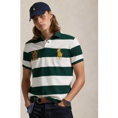 XS Polo Shirts Polo Ralph Lauren Men's Custom Slim Fit Big Pony Crest Mesh Polo Moss Agate/white