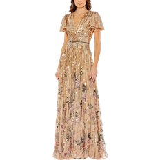 Mac Duggal Flounce Sleeve V Neck Gown - Copper