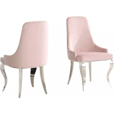 Stainless Steel Chairs Coaster Antoine Demi Arm Light Pink Kitchen Chair 39" 2