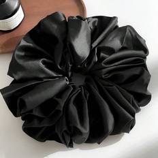 Shein 1pc Black Faux Silk Extra Large Scrunchie, Fluffy High Elasticity Soft Silky Texture Luxurious Casual Comfortable Versatile Hair Accessory For Women Scrunchies Hair Ties Scrunchy Hair Ties