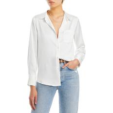 Aqua Blouses Aqua Satin Button Front Blouse Exclusive White