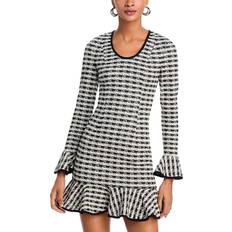 Black Halo Kiara Metallic Check Long Sleeve Minidress