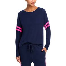 Aqua Sweaters Aqua Athletic Stripe Sleeve Knit Sweatshirt Exclusive Raspberry