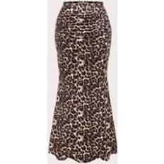 Multifärgade - Tyg Kjolar Shein Women's Fashionable Leopard Print Ruched Fish Tail Skirt