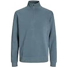 Cyan - Herren Pullover Jack & Jones Einfarbig Sweatshirt Mit Halbem Reißverschluss