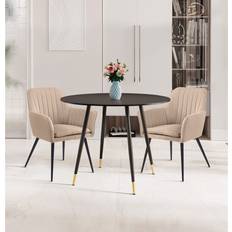 Hallowood Furniture Finley Brown Dining Set 100cm 3pcs