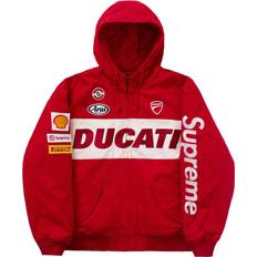 Supreme Women Jackets Supreme Ducati Hooded Work Jacket Red