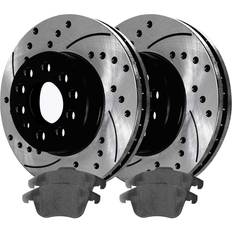 Audi Brake System Auto Shack Front Drilled and Slotted Brake Kit Rotors