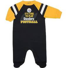 Gerber Pittsburgh steelers fleece footed bodysuit 3-6m, black/gold long sleeve Team Color 3-6 Months