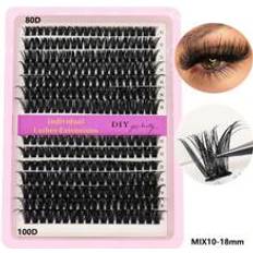 Makeup Shein 14 Bundles Clustered Sparse False Eyelashes In Black Matte Finish, Mixed Lengths Of 40D, 60D, 80D, 100D And Ranges From 10mm To 18mm, DIY Lash That Ca