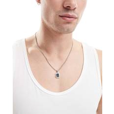 ASOS DESIGN Necklace With Square Pendant - Black/Stone