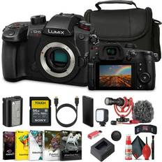 Digital Cameras Panasonic 6AVE Electronics, Lumix GH5 II Mirrorless Camera With Rode Camera Mount Microphone with 160 LED Light 64 GB Memory Card P-Bank Battery Carry Case Cleaning Kit Art Studio Software More