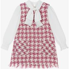 Abel & Lula Girls Pink Houndstooth Tweed Dress