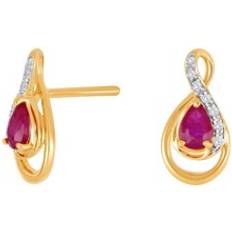 Siersbøl Nordahl Andersen 14 Karat Guld Stiftörhängen Med Diamanter 0,32 Carat W/SI Og Rubin
