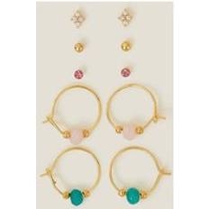 Multicoloured - Women Earrings Accessorize 5-Pack 14ct Gold-Plated Earrings Multi One