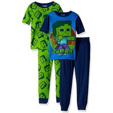 Minecraft Nightwear Children's Clothing Minecraft Boys' Big 4-Piece Cotton Pajama Set, Gamer Green